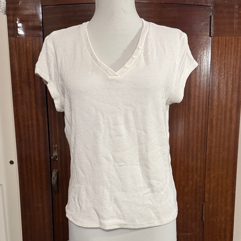 Banana Republic white Short Sleeve V-Neck Top